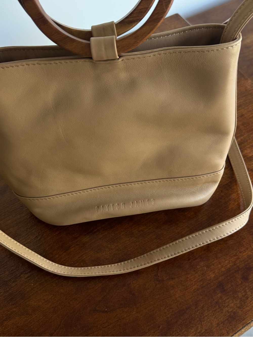 Anthropologie Payton James Wood Bucket Tote - Picture 6 of 6